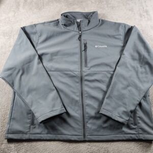 Columbia Gate Racer Softshell Jacket Men's 4X Gray Fleece Lined Water Resistant